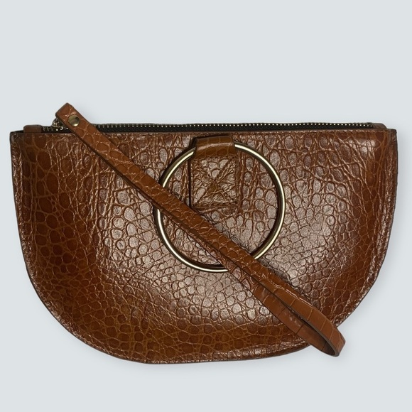 PUNTO FIBBIA Women’s Wristlet Genuine Leather Croc Bag - Picture 6 of 10